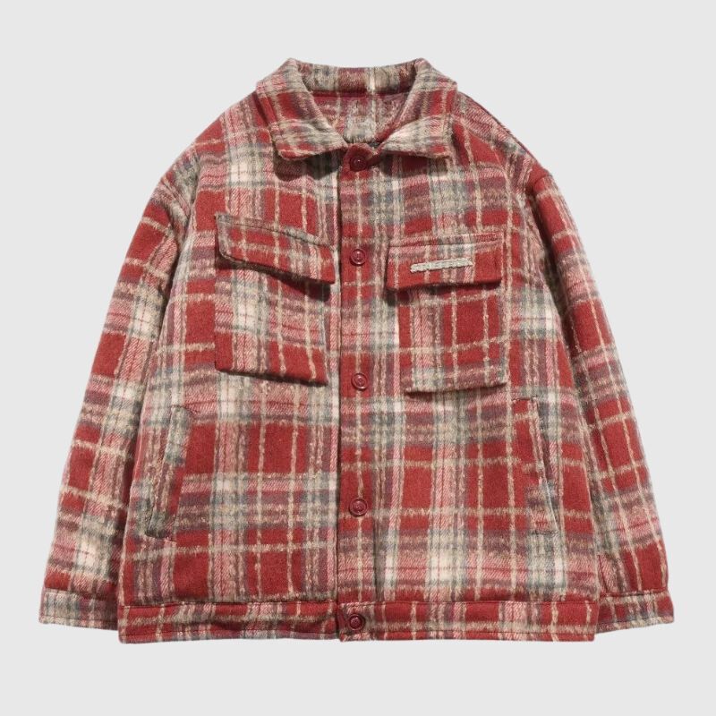 Ins Woll-Gittermuster-Baggy-Jacke