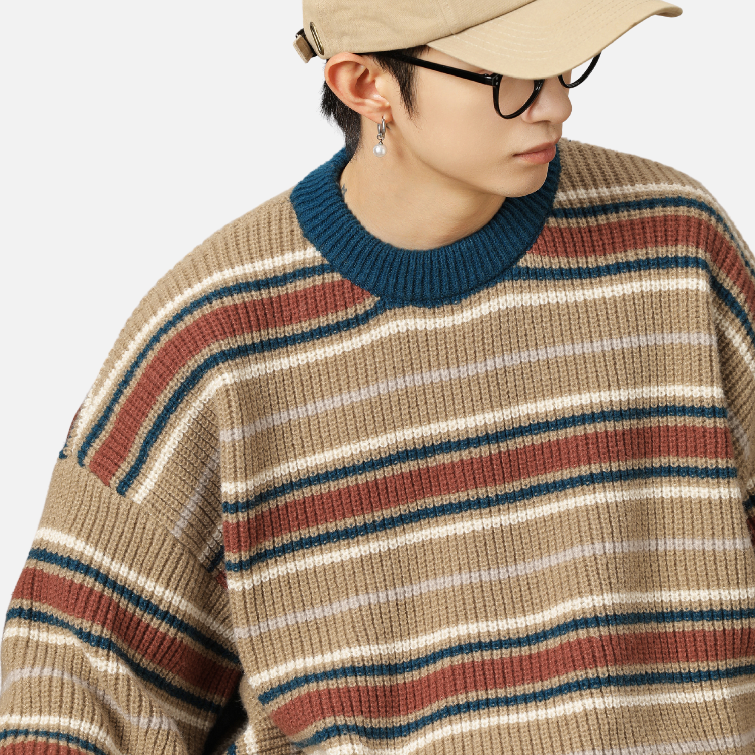 Retro Striped Knit Sweater