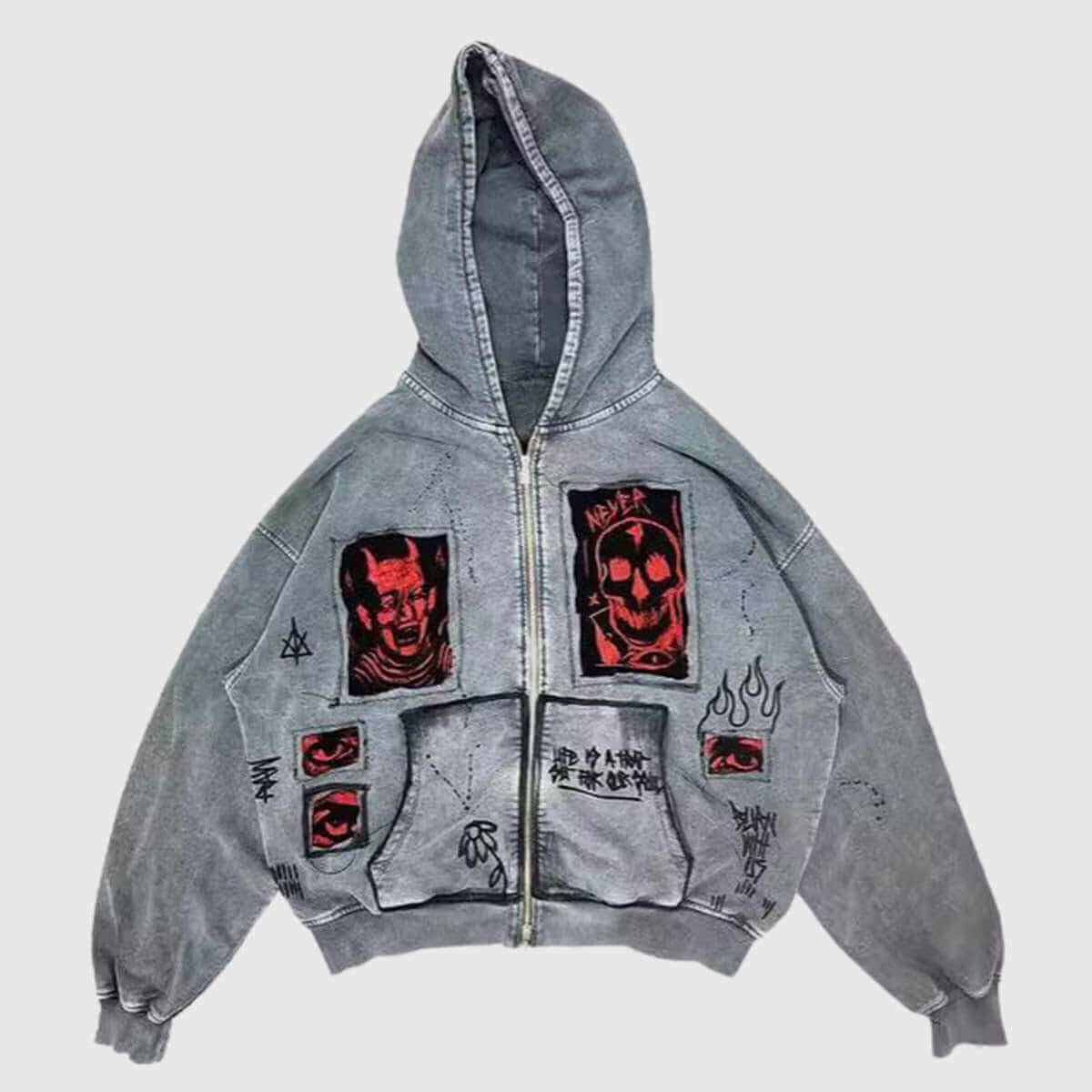 Sudadera con capucha de patchwork del diablo