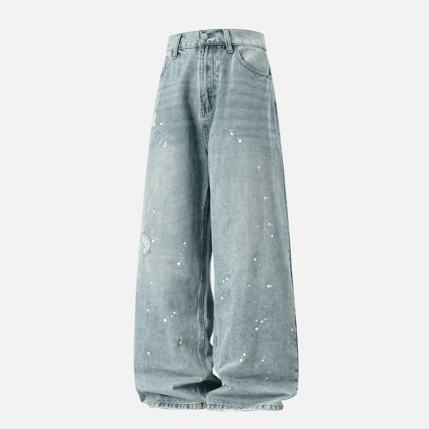 Vintage Washed Paint-Splatter Jeans