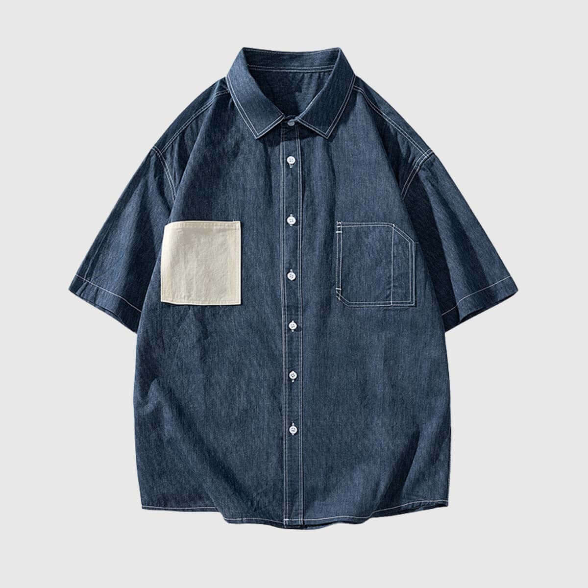 Camisa vaquera con bolsillo de parche