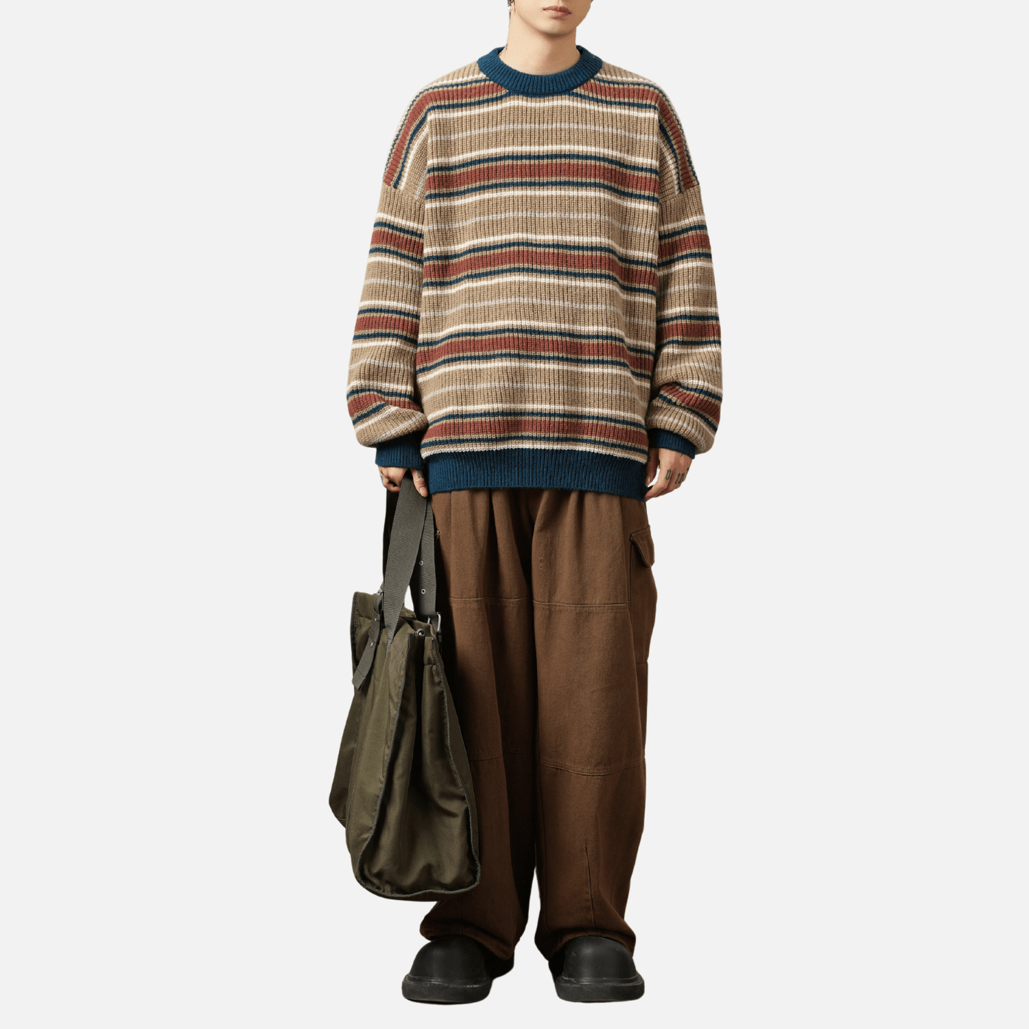 Retro Striped Knit Sweater