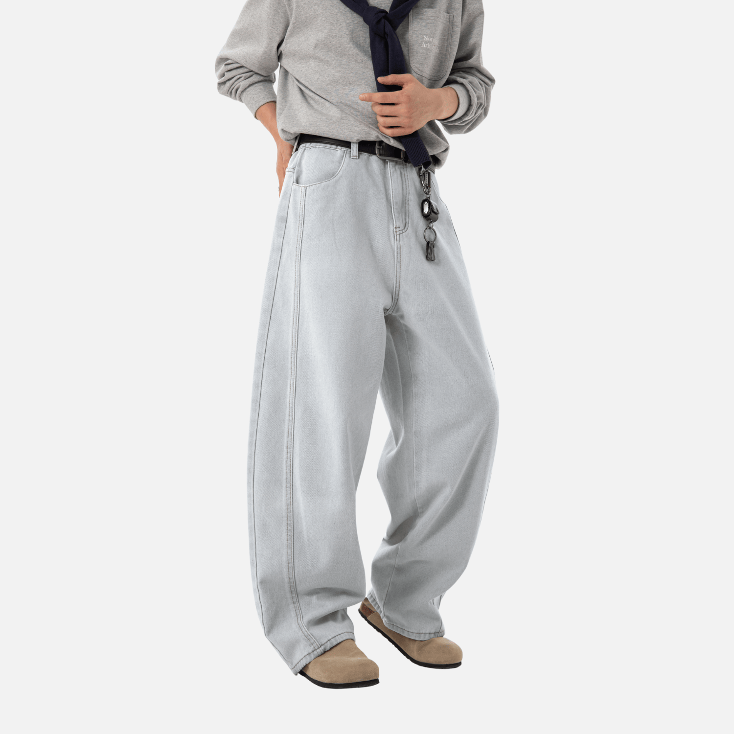 Vintage Washed Panel Baggy Jeans