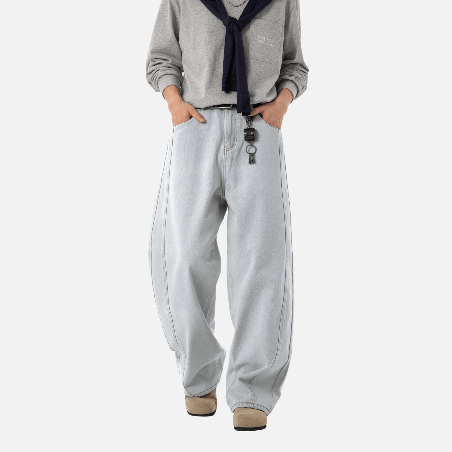 Vintage Washed Panel Baggy Jeans