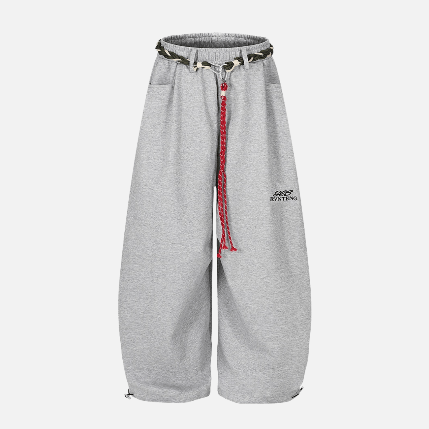 Woven Belt Wide-Leg Pants