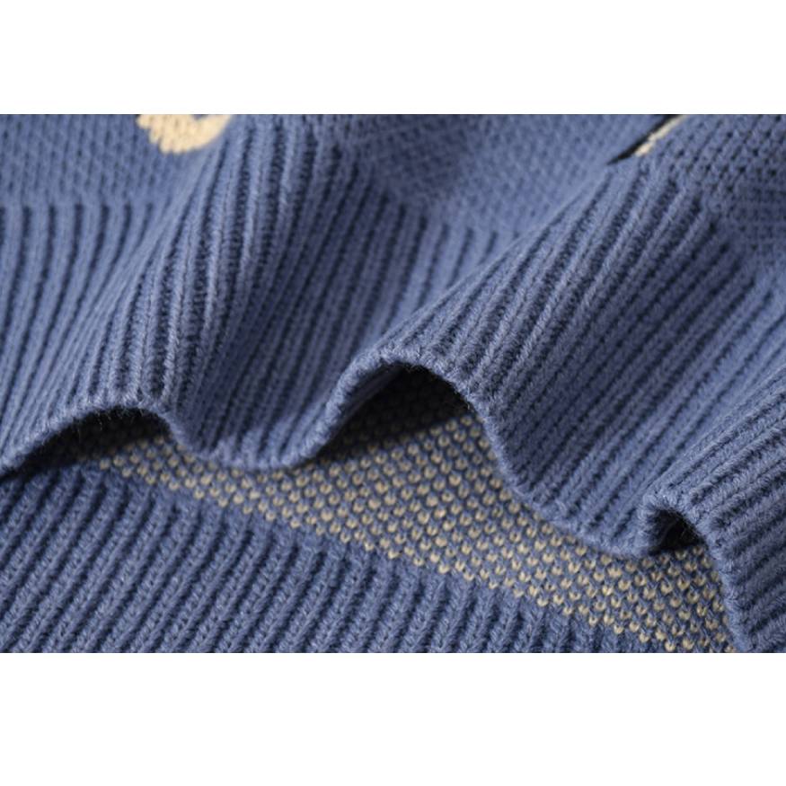 Suéter de punto con estampado de grafiti de mariposas y letras