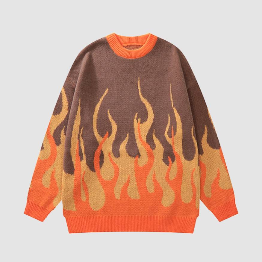 Strickpullover mit zweifarbigem Flammenmuster