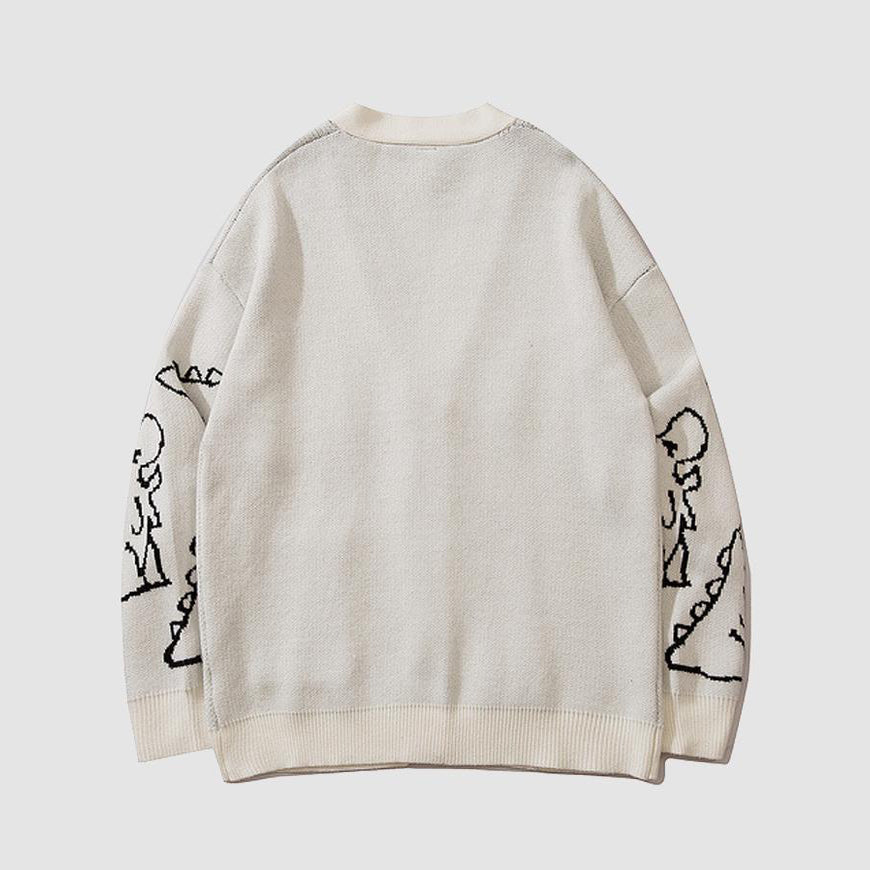 Suéter tipo cárdigan de dinosaurio