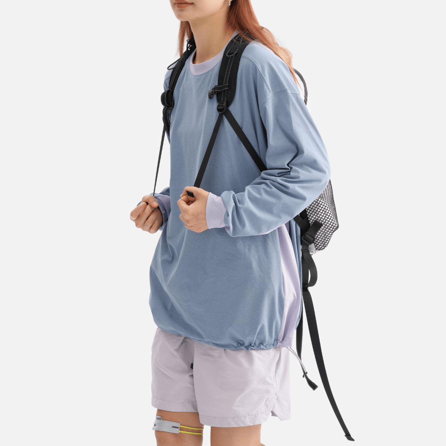 Patchwork Drawstring Long-Sleeve Tee