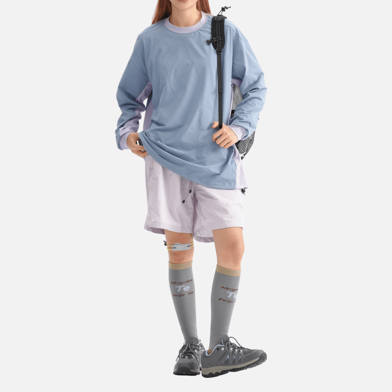 Patchwork Drawstring Long-Sleeve Tee