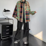 Camisa de patchwork a cuadros irregulares