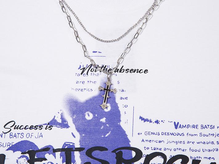 Cat Print Necklace Tee