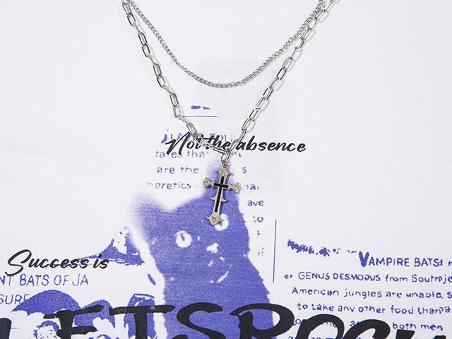 Cat Print Necklace Tee