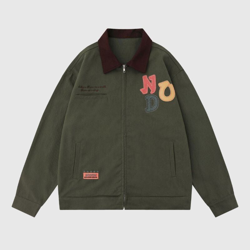 Chaqueta vintage con diseño de dopamina bordada