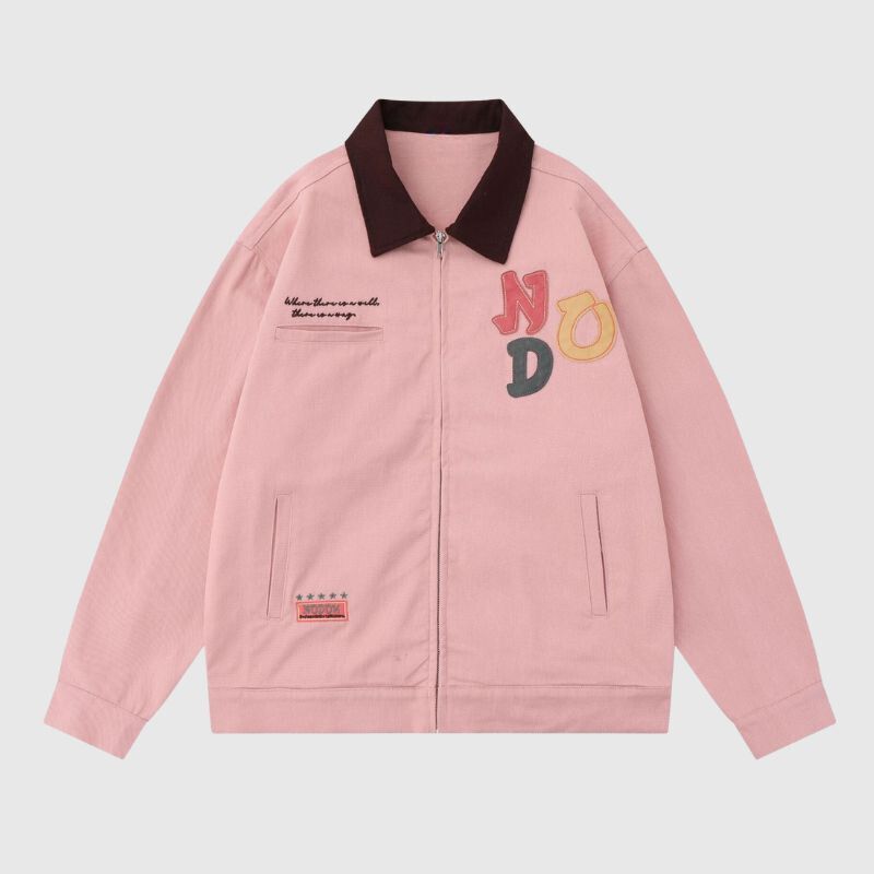 Chaqueta vintage con diseño de dopamina bordada