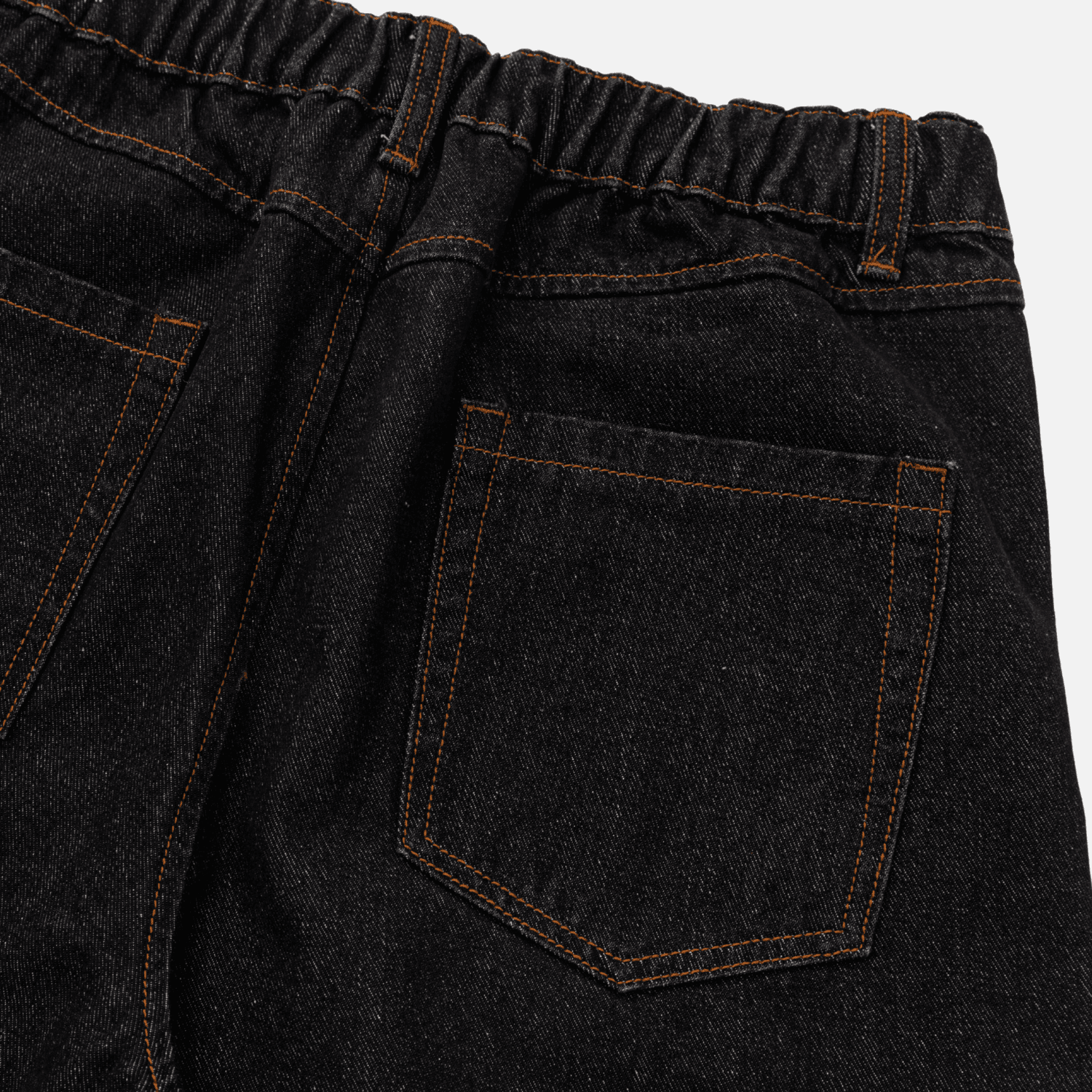 Topstitch Slant Baggy Denim Pants