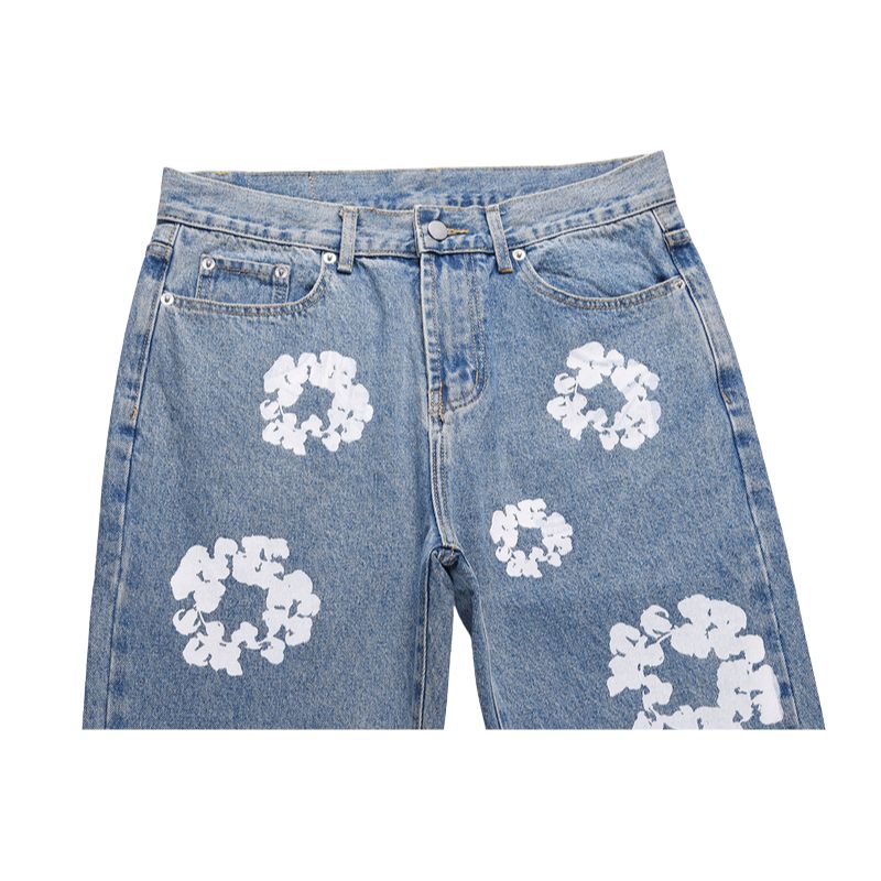 Vaqueros estampados con patrón de kapok