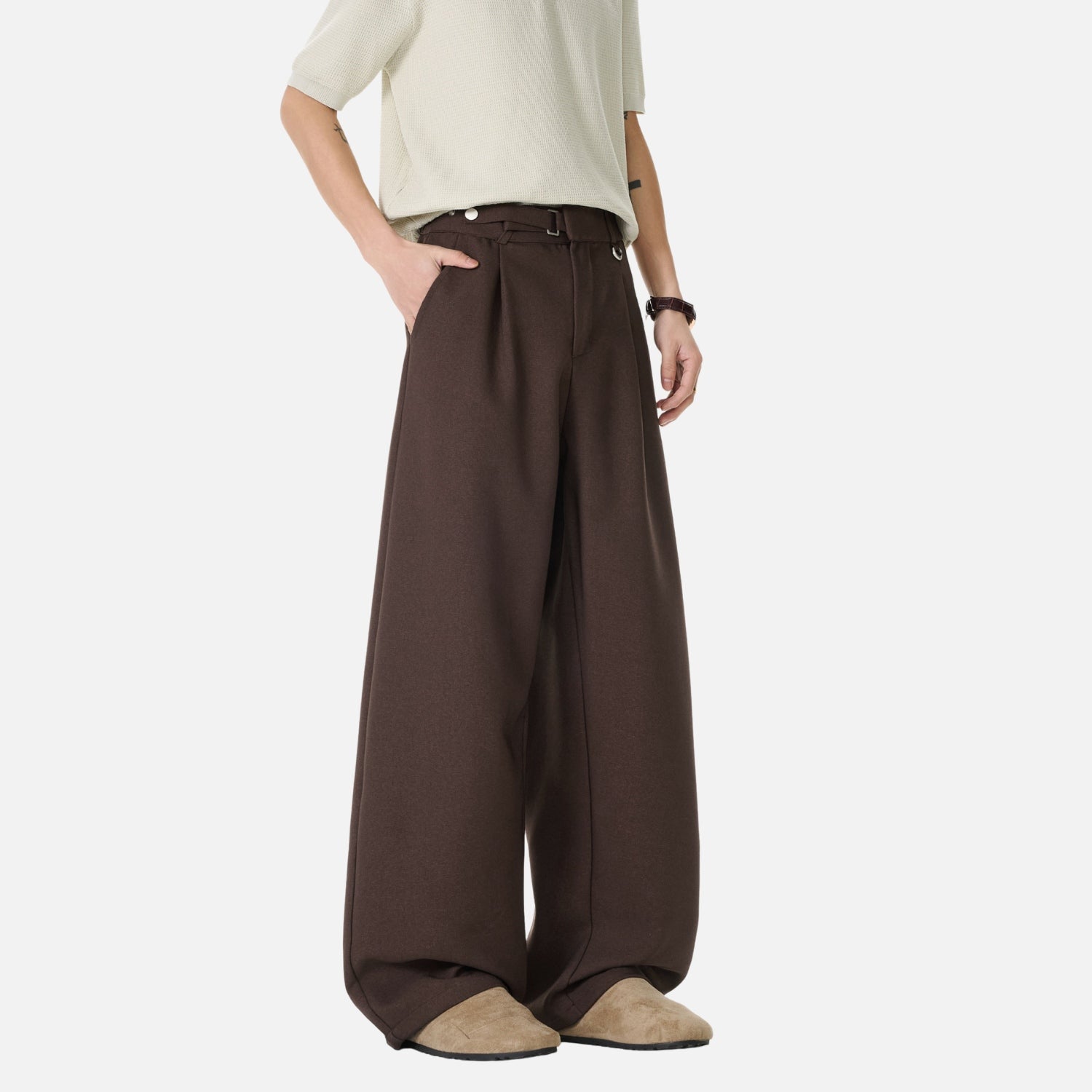 Old-Money Curved Tailored Pants