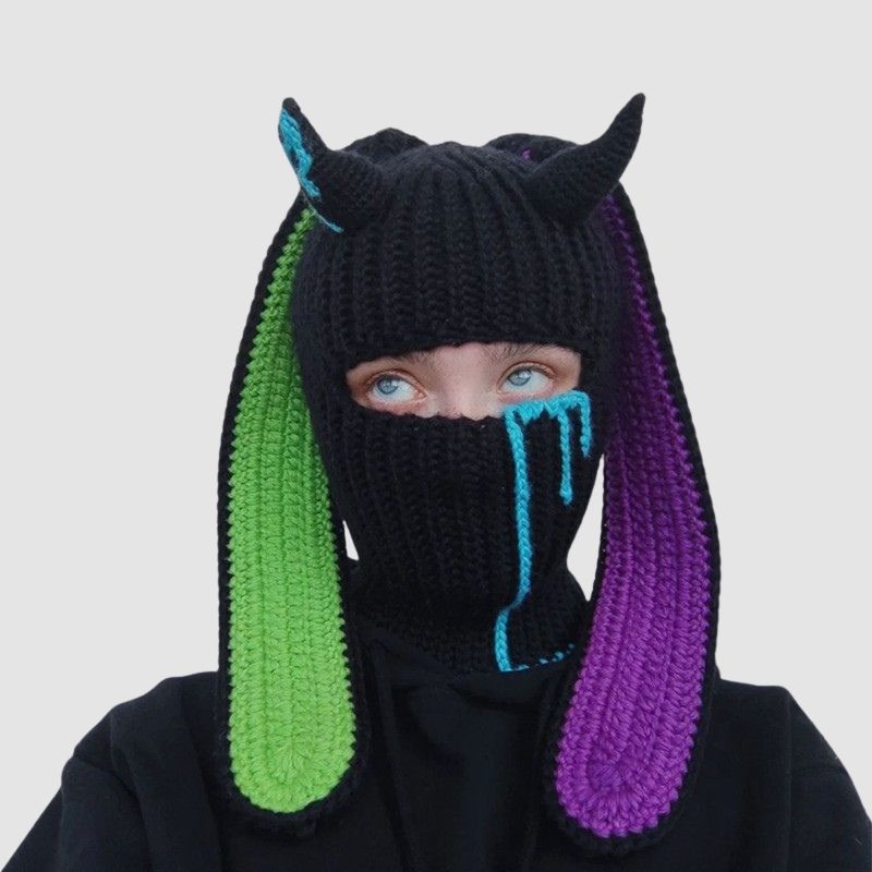 Gorro de punto con diseño de orejas de conejo