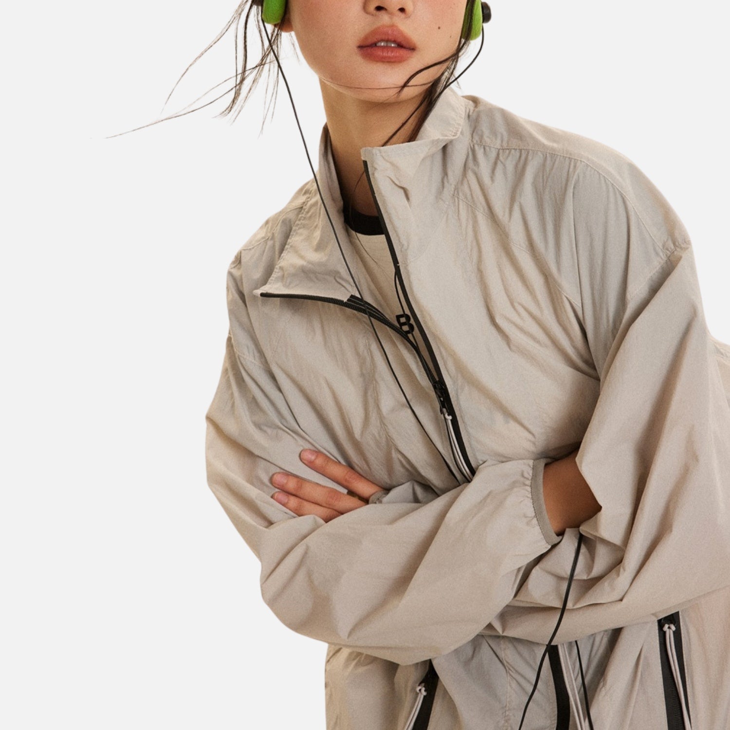 Vintage Athletic Stand-Collar Jacket