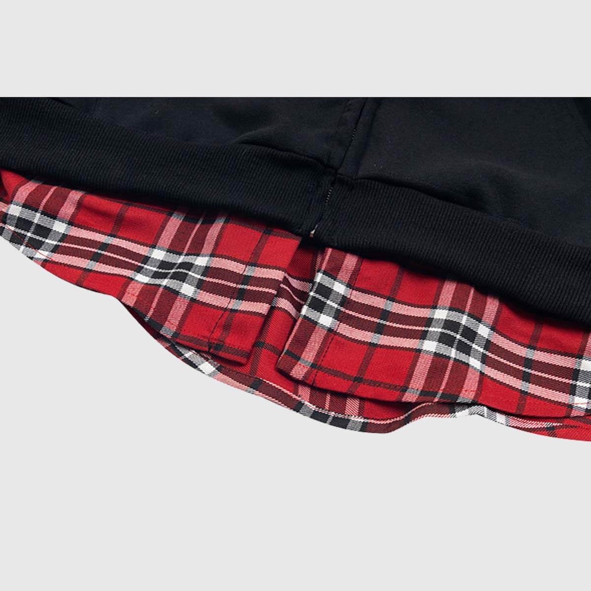 Sudadera con capucha a cuadros de dos capas