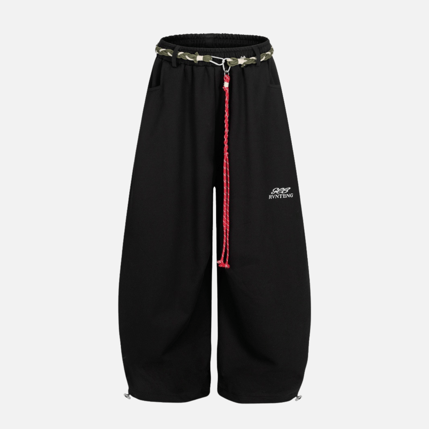 Woven Belt Wide-Leg Pants