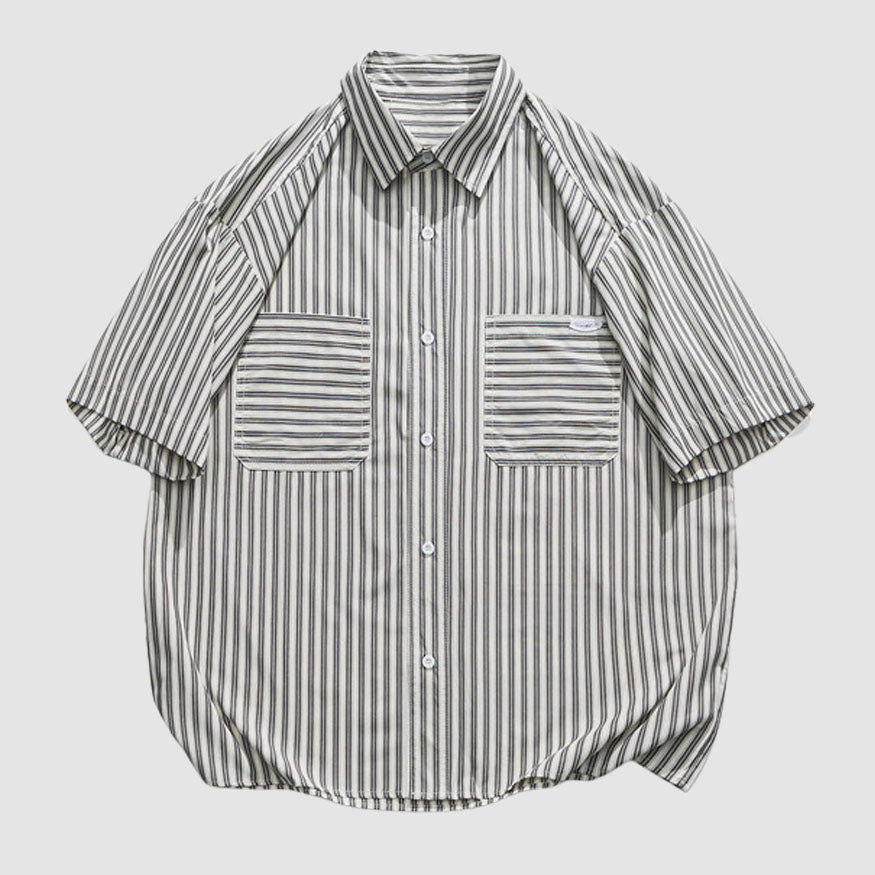Camisas con bolsillos de parche a rayas