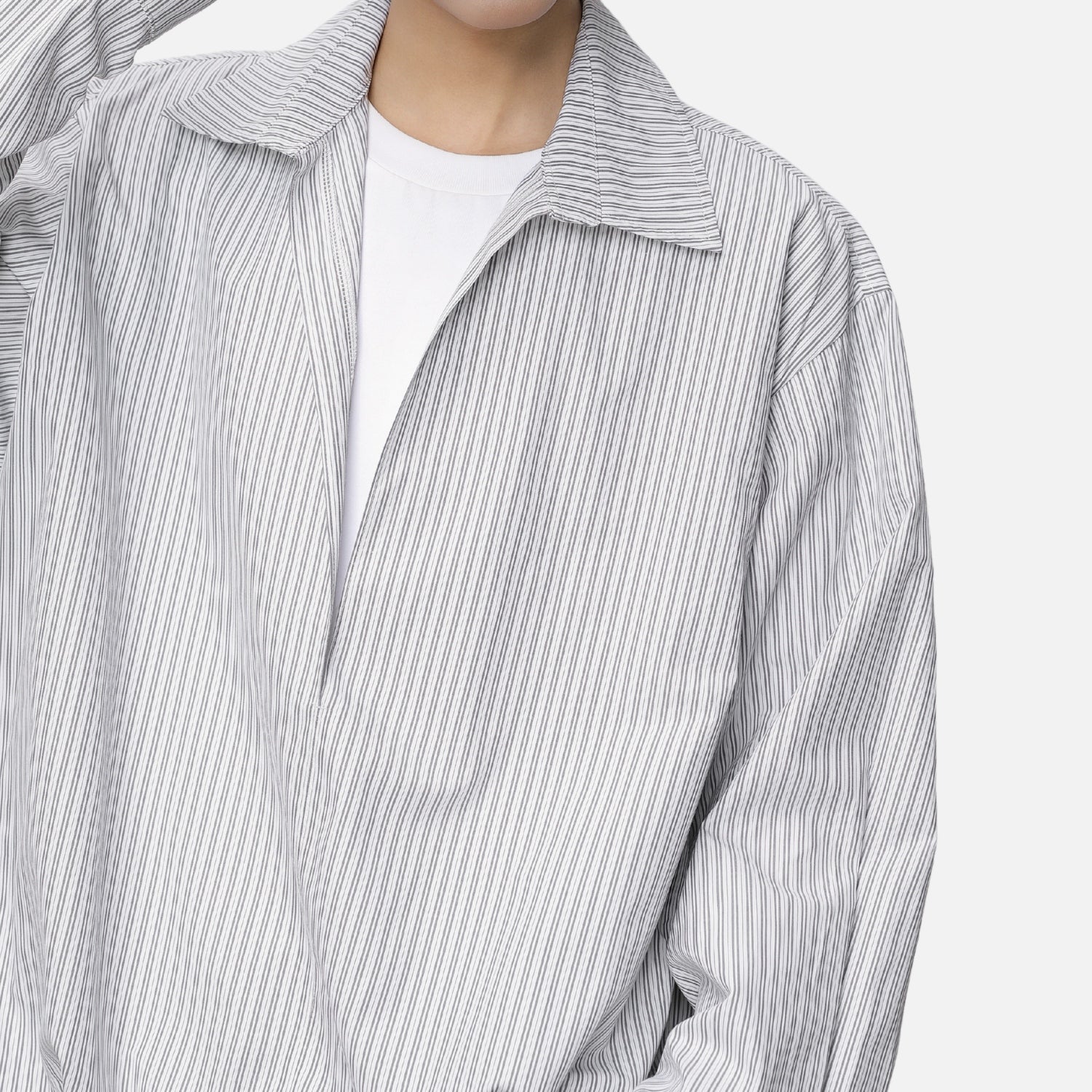 Deep V Faux-Layered Stripe Shirt