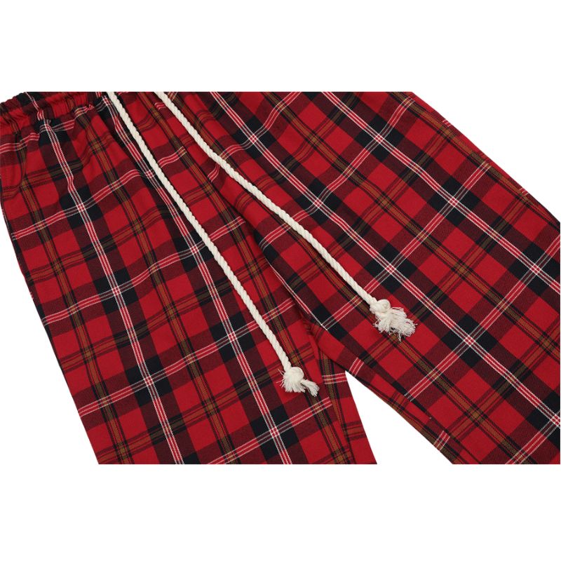 Pantalones casuales a cuadros con cordón