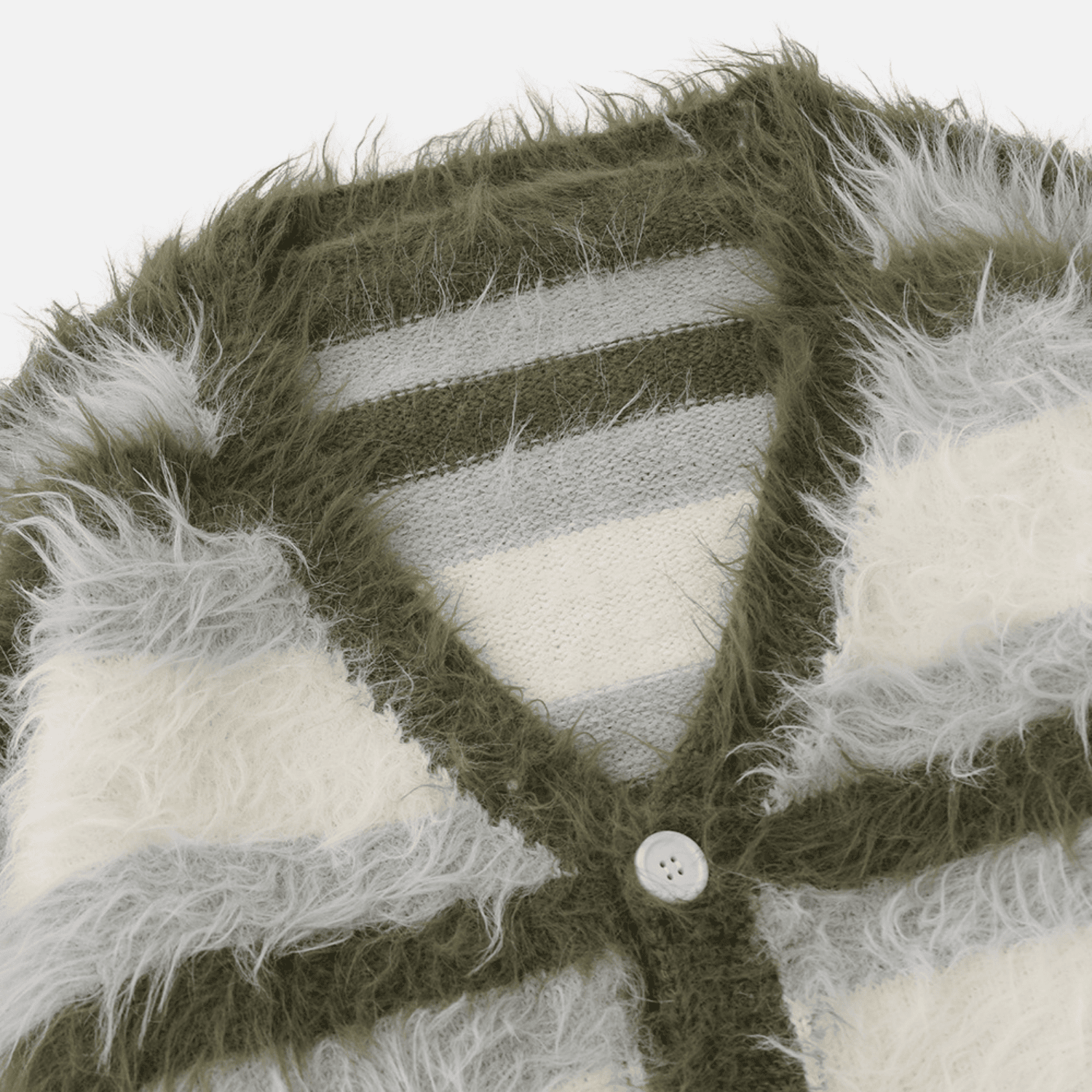 Striped Fleece-Lined V-Neck Sweater