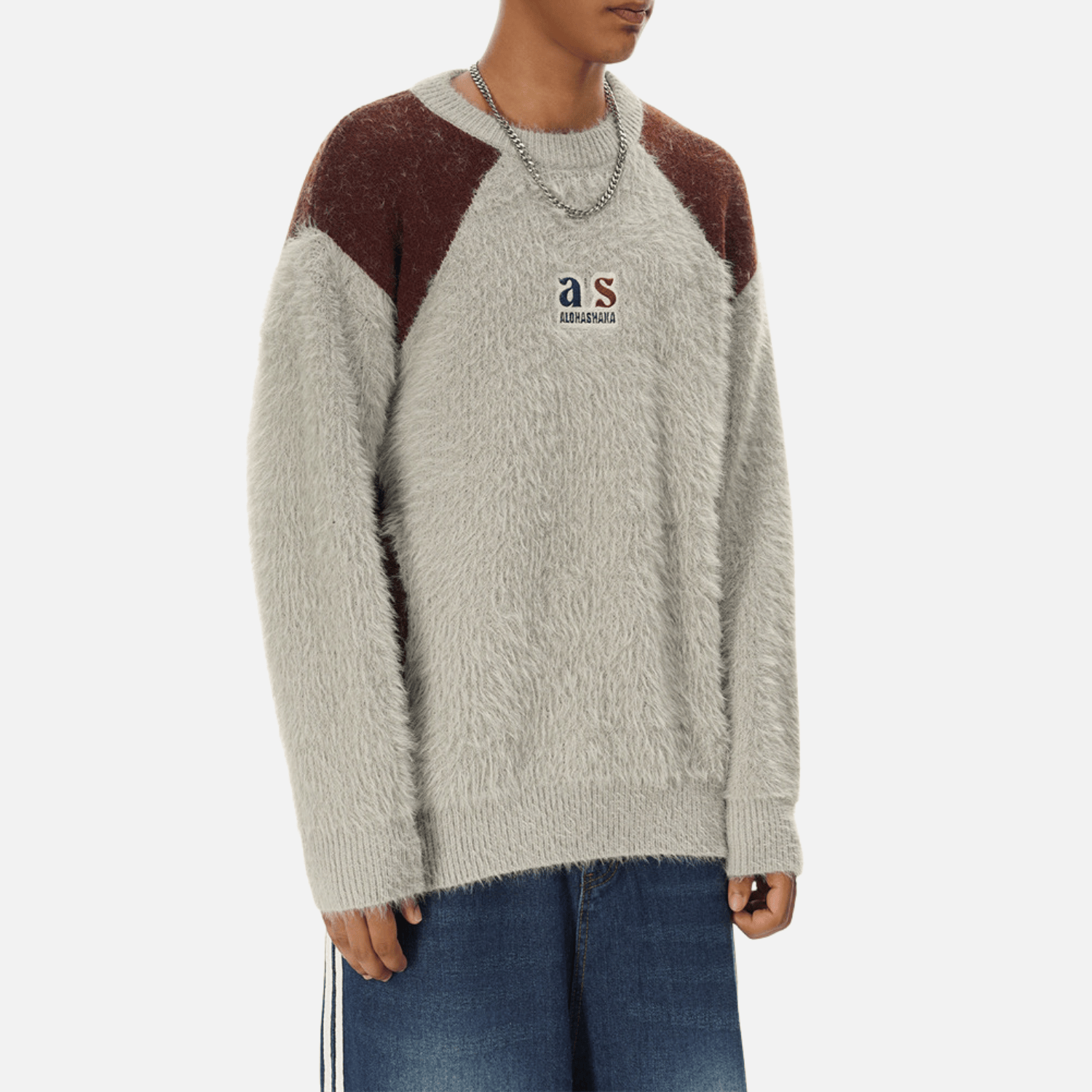 Faux Mink Fuzzy Colorblock Sweater