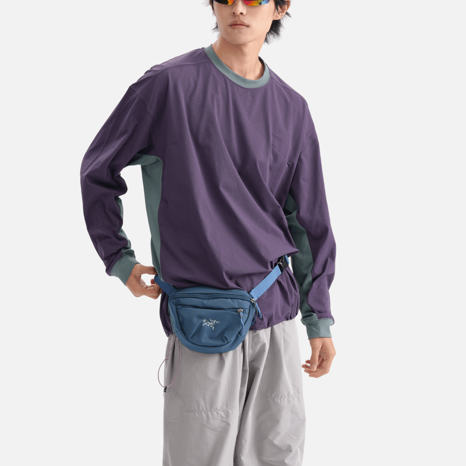 Patchwork Drawstring Long-Sleeve Tee
