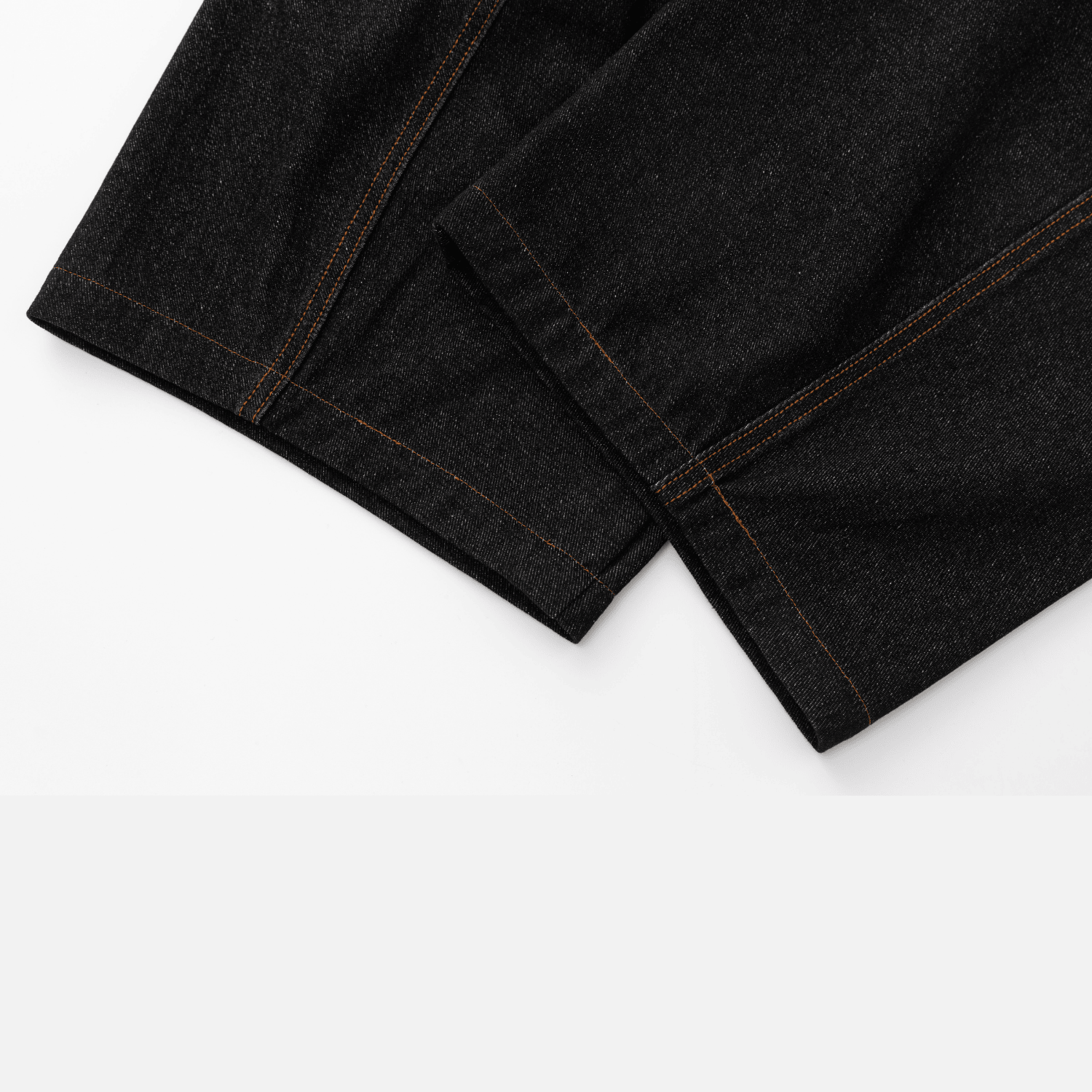 Topstitch Slant Baggy Denim Pants