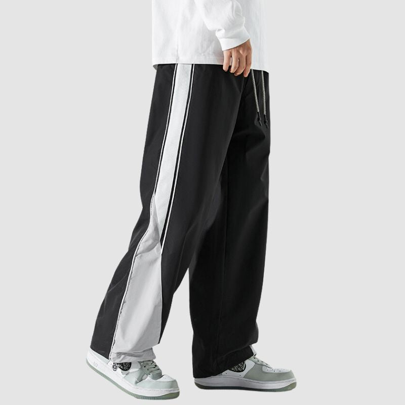 Pantalones paracaídas de pierna ancha con contraste de color