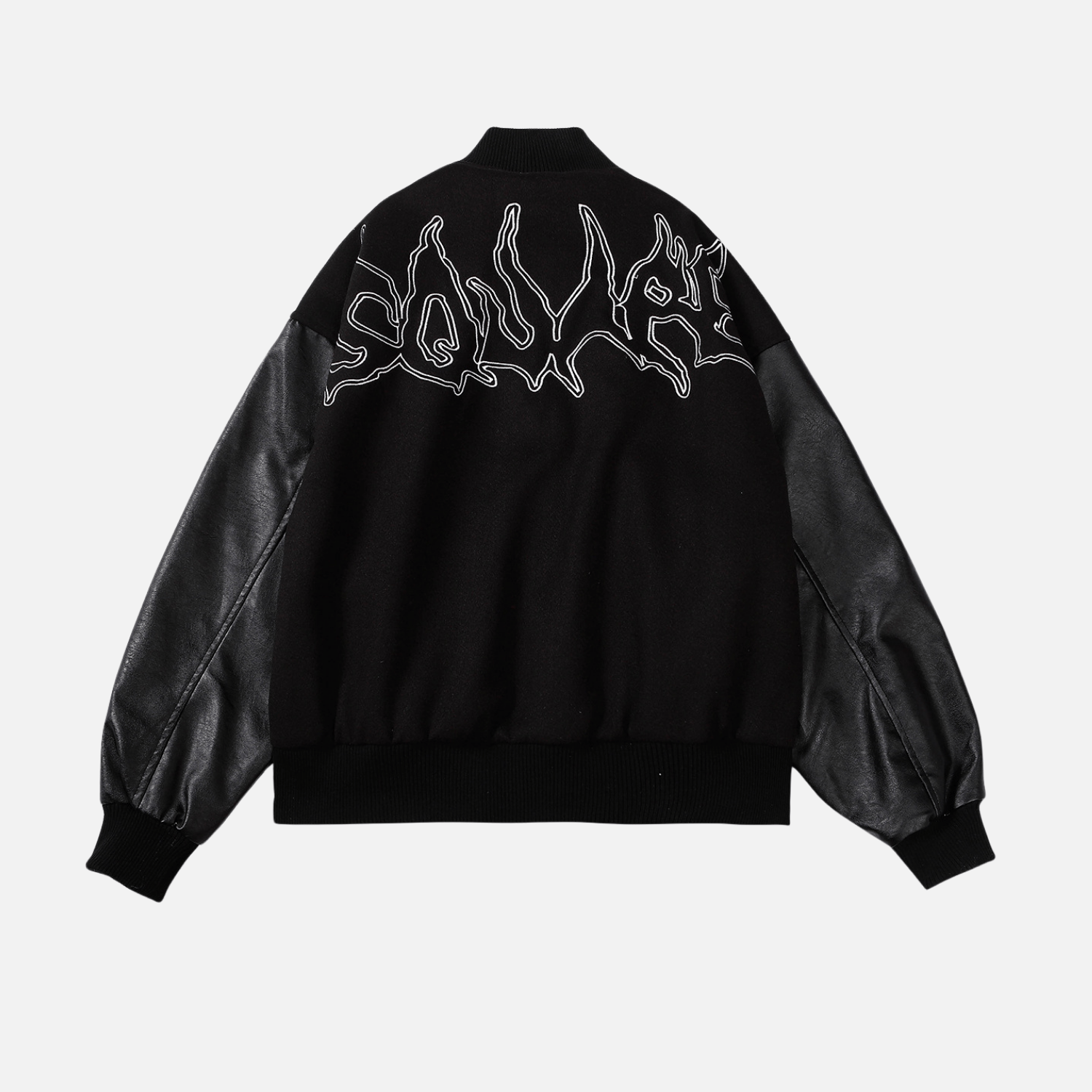 Chaqueta de béisbol de cuero sintético con bordado de símbolos