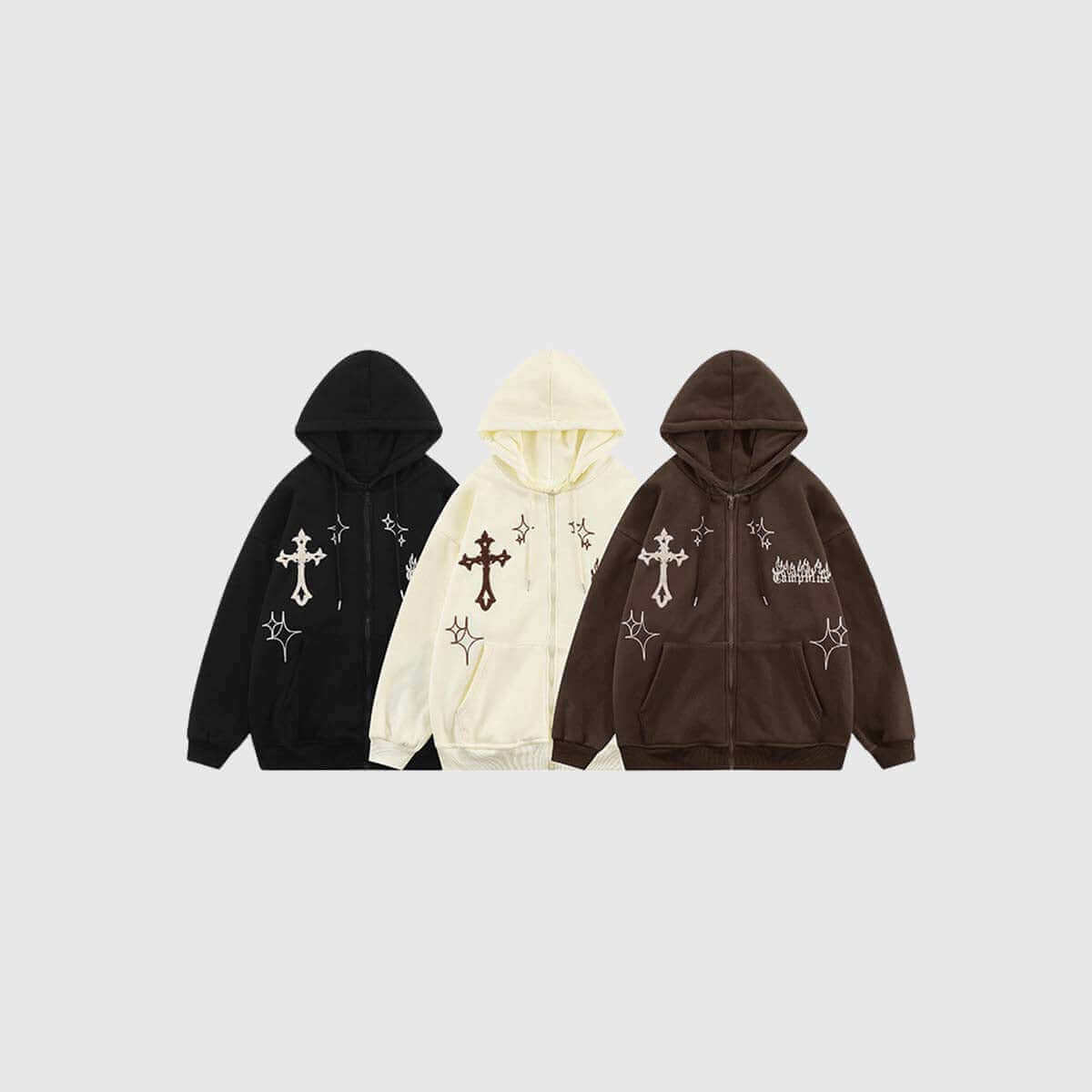 Oversize-Hoodie mit Kreuzstickerei