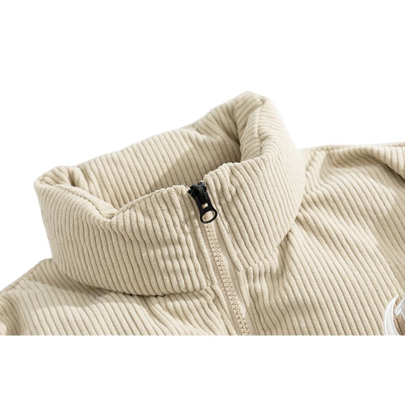Cord-Patchworkjacke mit Buchstabenstickerei