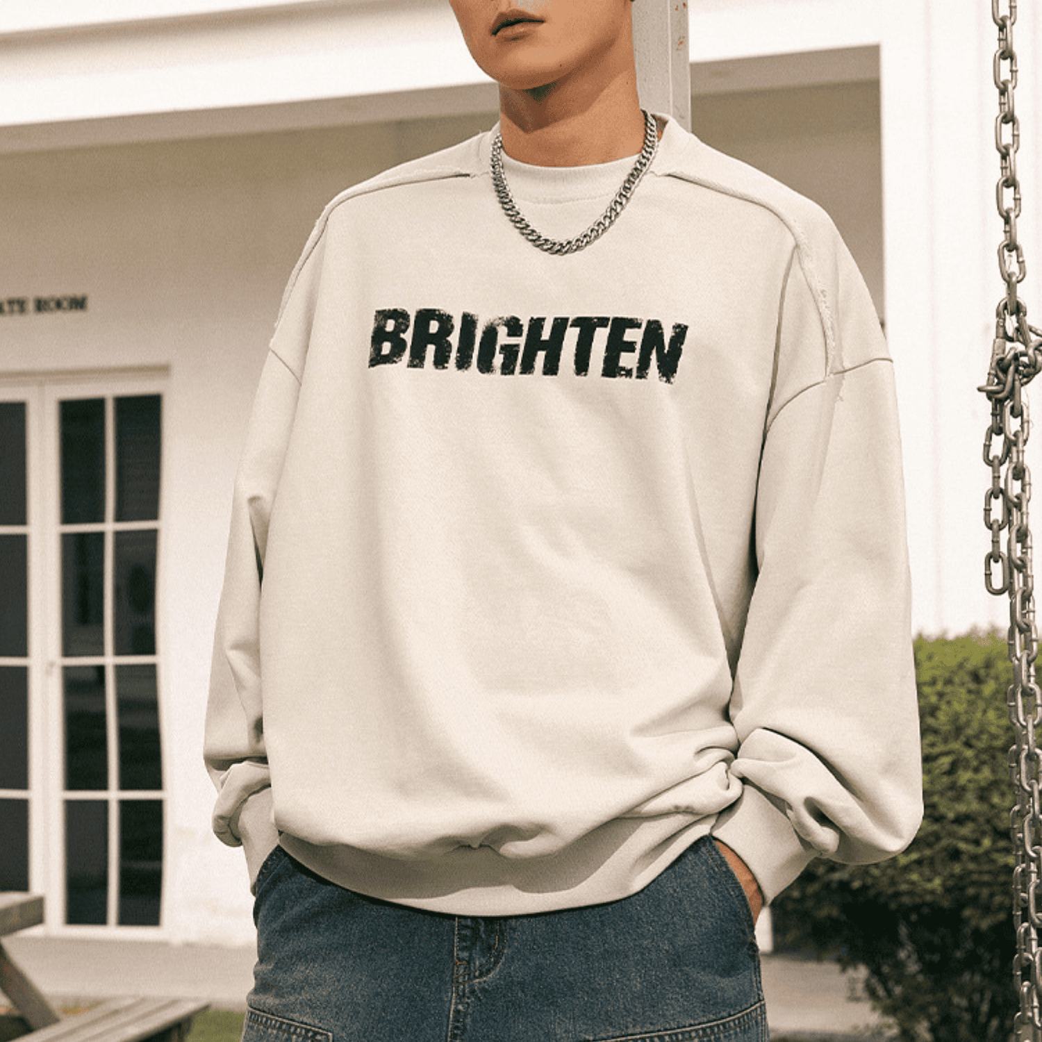 Double Letter Print Sweatshirt