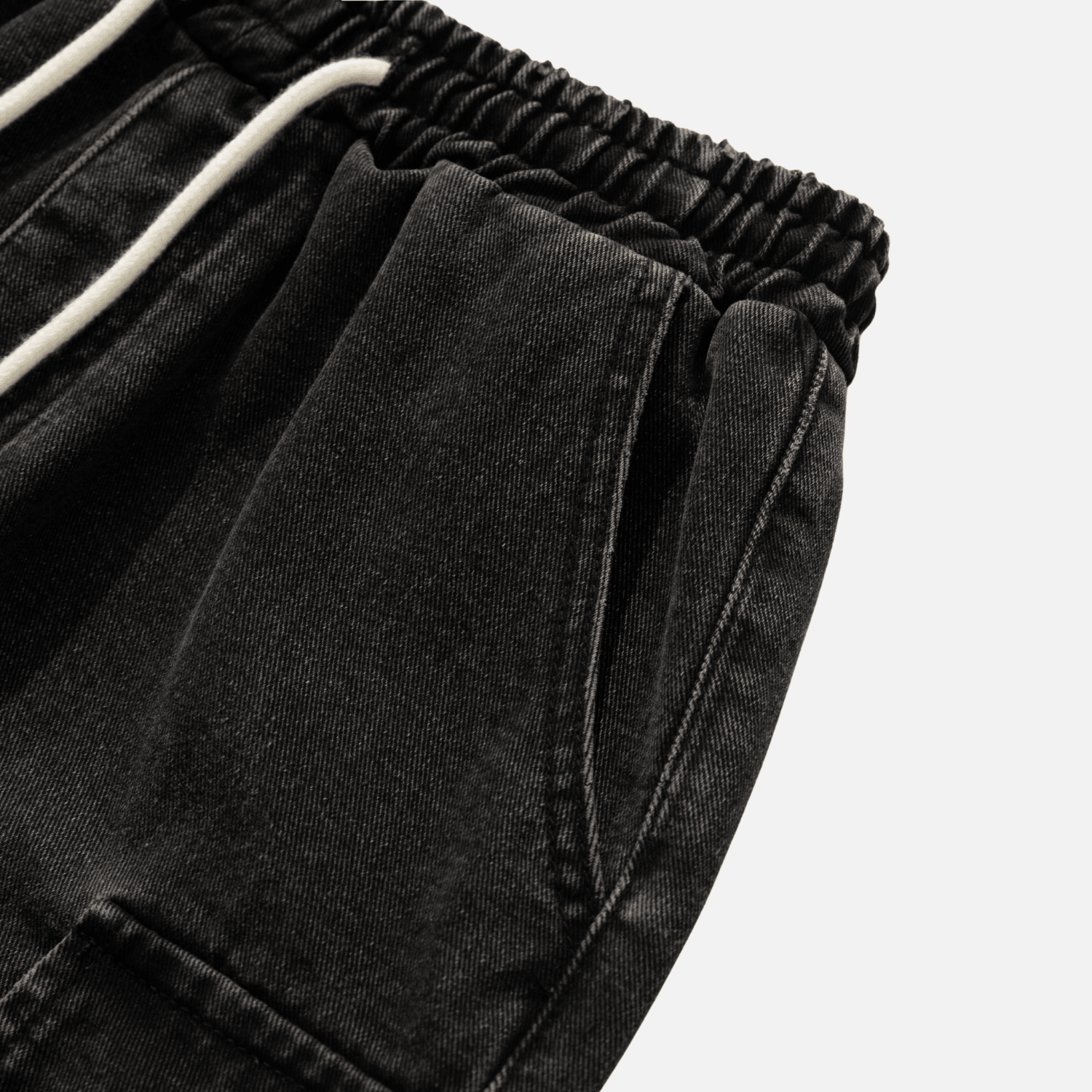 Washed Denim Cargo Shorts