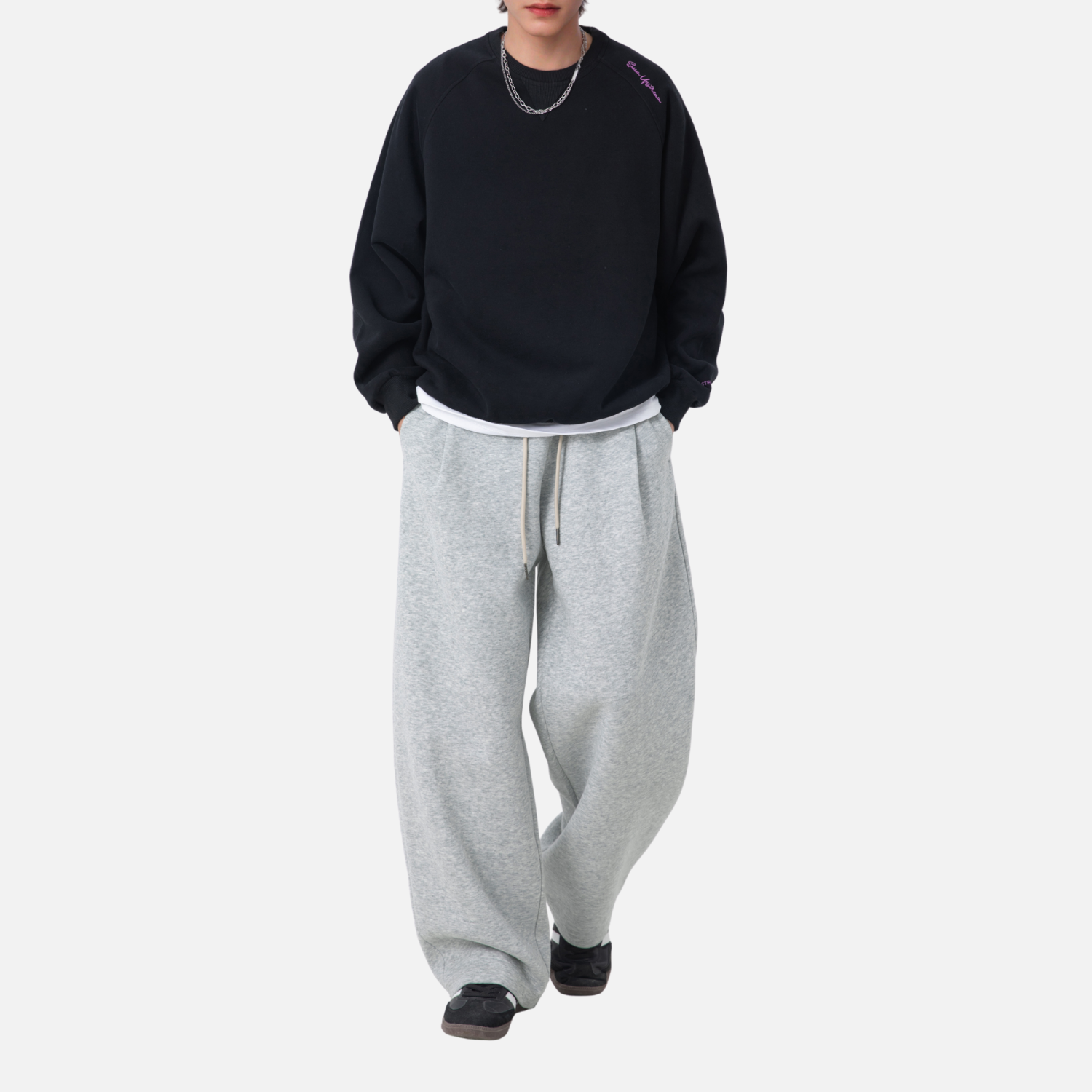 Pleated Straight Sweatpants