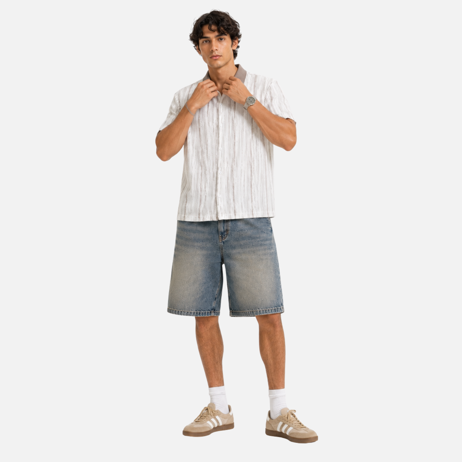 Cutout Colorblock Short Sleeve Shirt