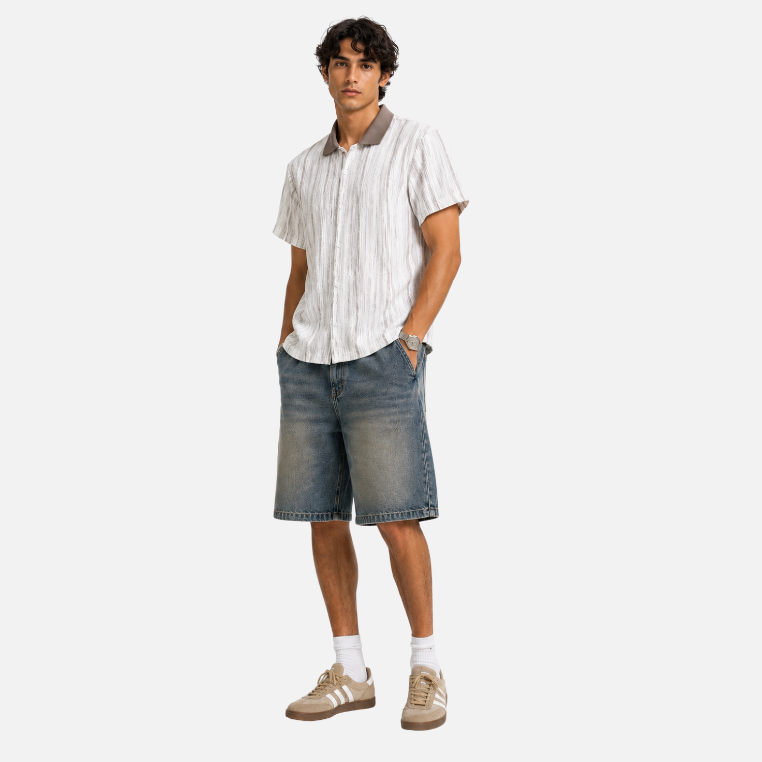 Cutout Colorblock Short Sleeve Shirt