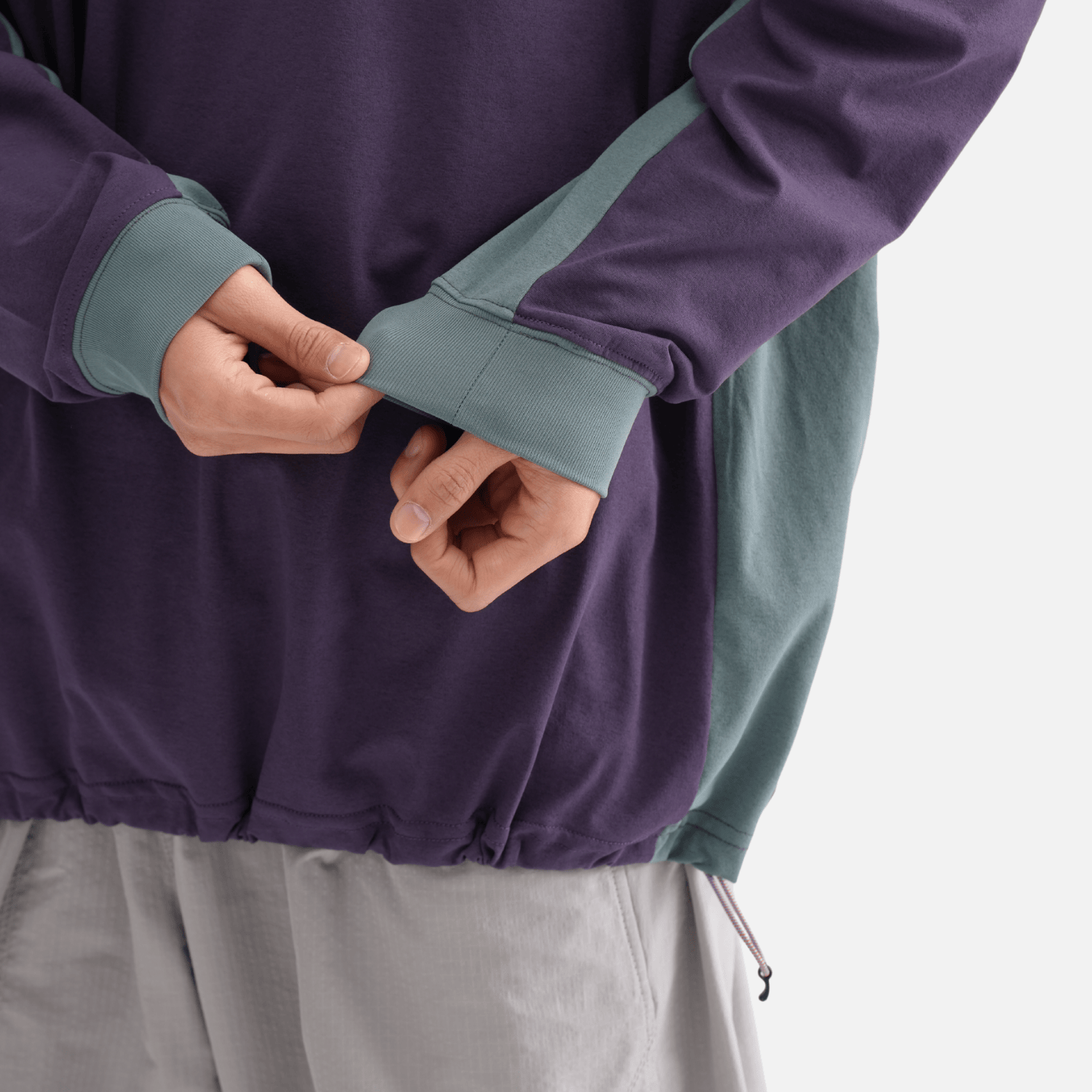 Patchwork Drawstring Long-Sleeve Tee