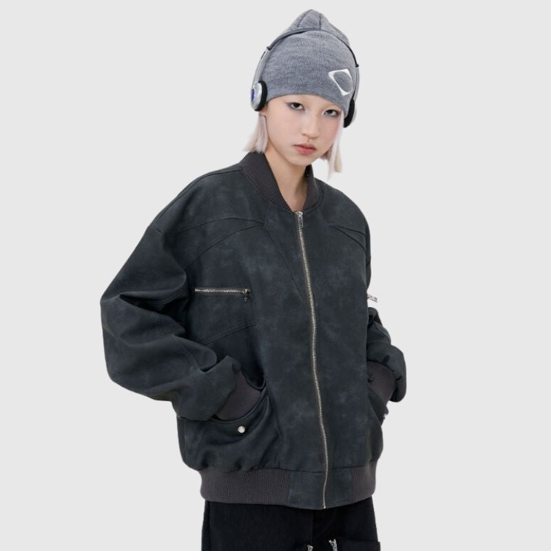 Chaqueta de vuelo vintage corta de estilo urbano