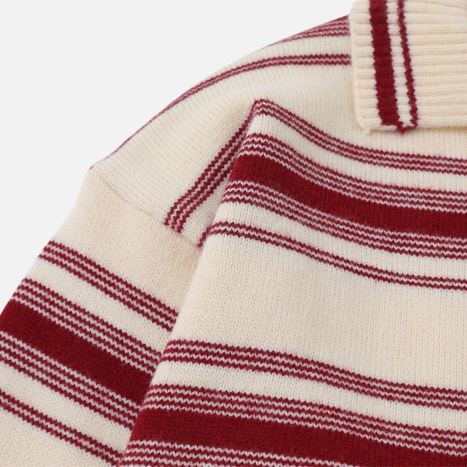 College Style Striped Tie Polo Sweater