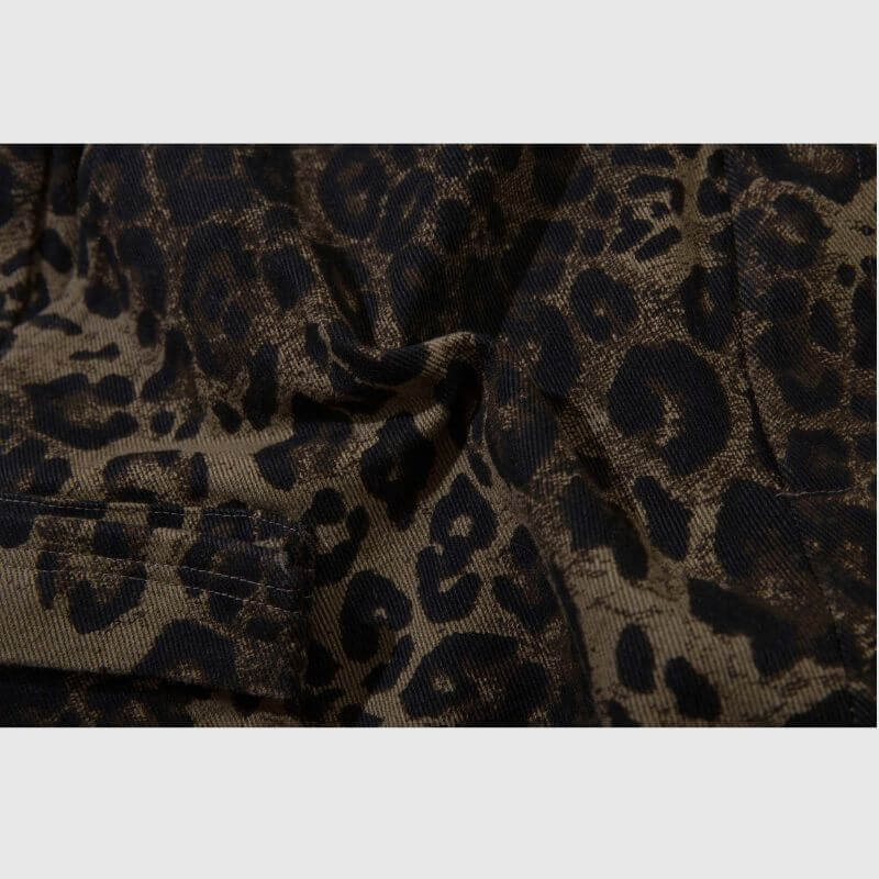 Leopard Cotton Cargo Shorts