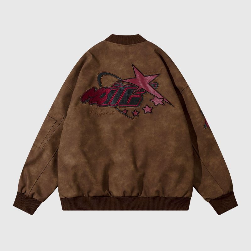 Original Streetwear – Baseballjacke aus besticktem Leder