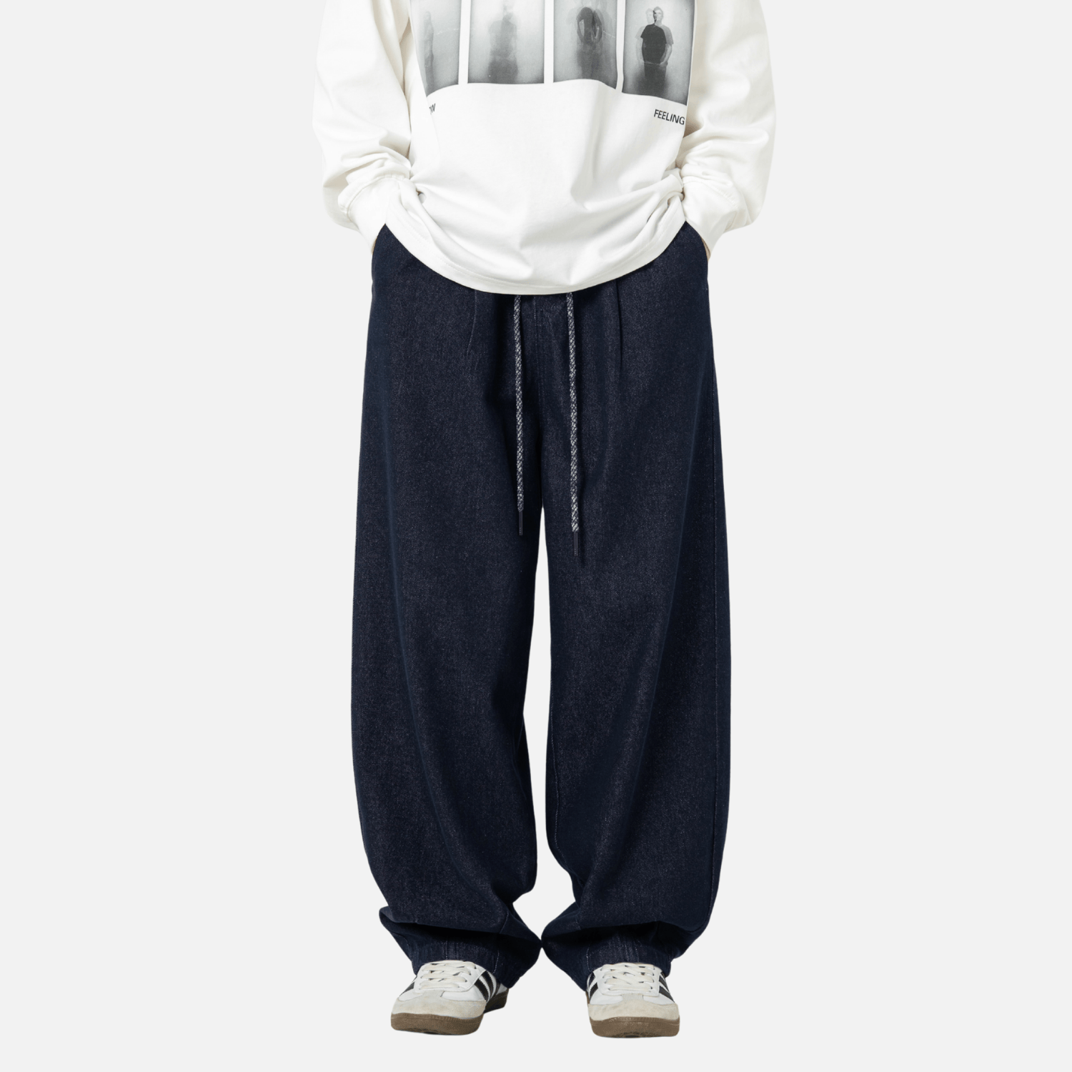 Pleated Hem Jeans