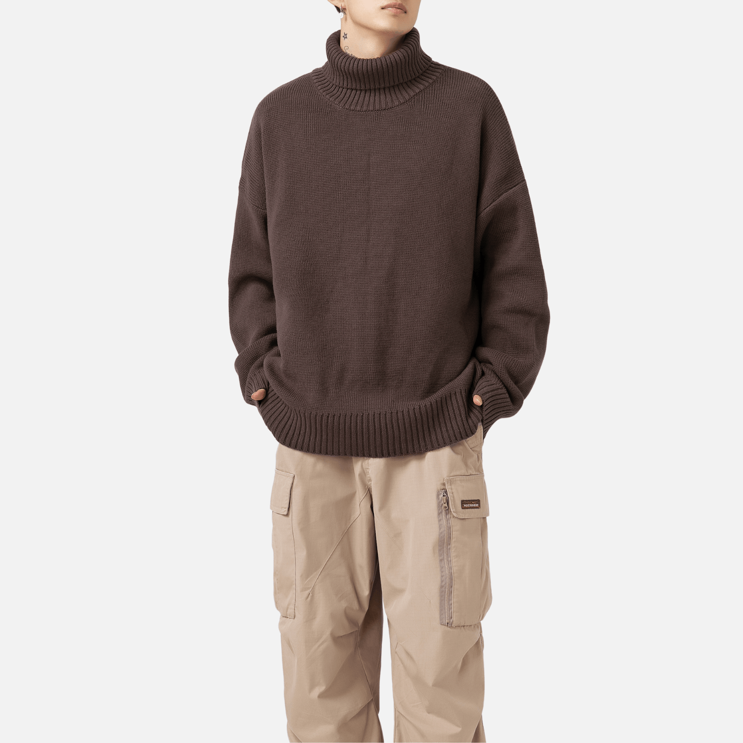 Grobstrickpullover mit Rollkragen