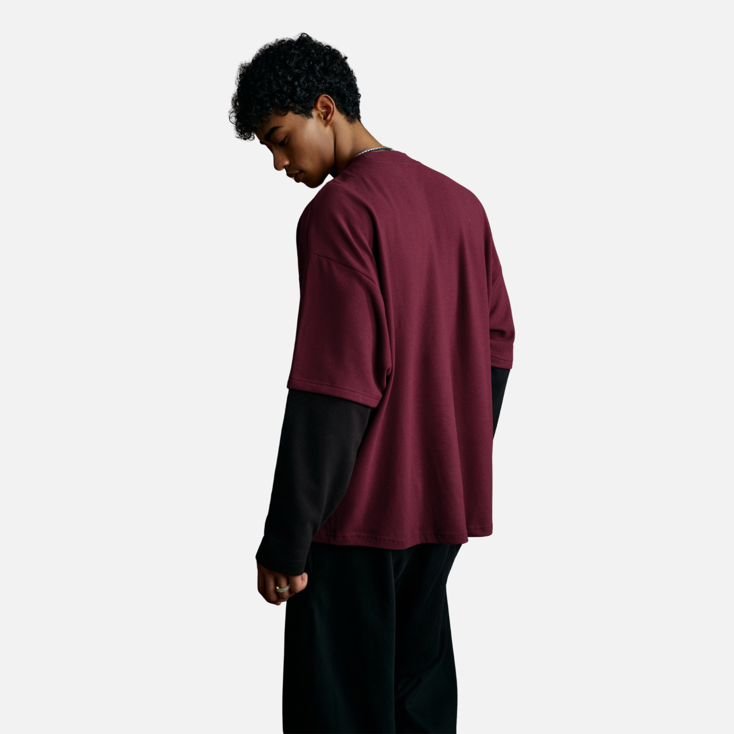 Layered Coral Fleece Long Sleeve Tee